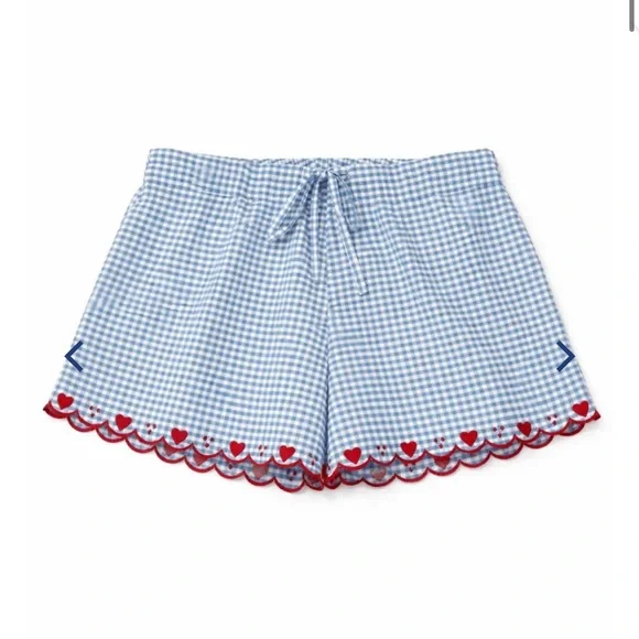 NWT Erica Wilson Blue Gingham Scallop Hem Shorts - Picture 1 of 4